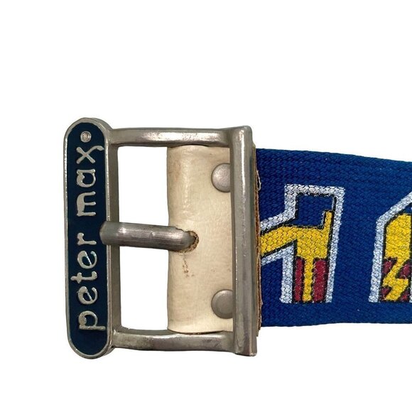 Peter Max Vintage 70s Pop Art Alphabet Belt Enamel Canvas Signed Blue Red Retro - Picture 6 of 14